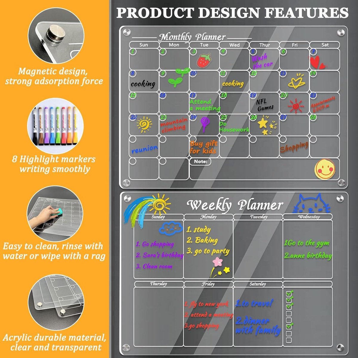 Milorra Magnetische Planner – Fridge & Wall Organizer